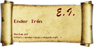 Ender Irén névjegykártya